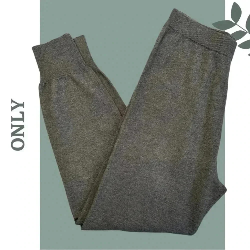 Only Women’s Lounge Pant Grey Knit Jogger Stretch Elastic Waist Size Medium